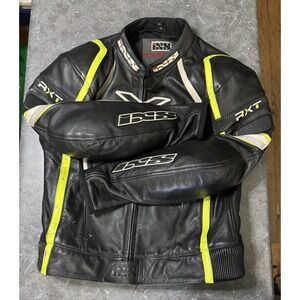 IXS RXT Black & Yellow Leather Padded Motorcycle Jacket Men's 52 (L) *Defects*